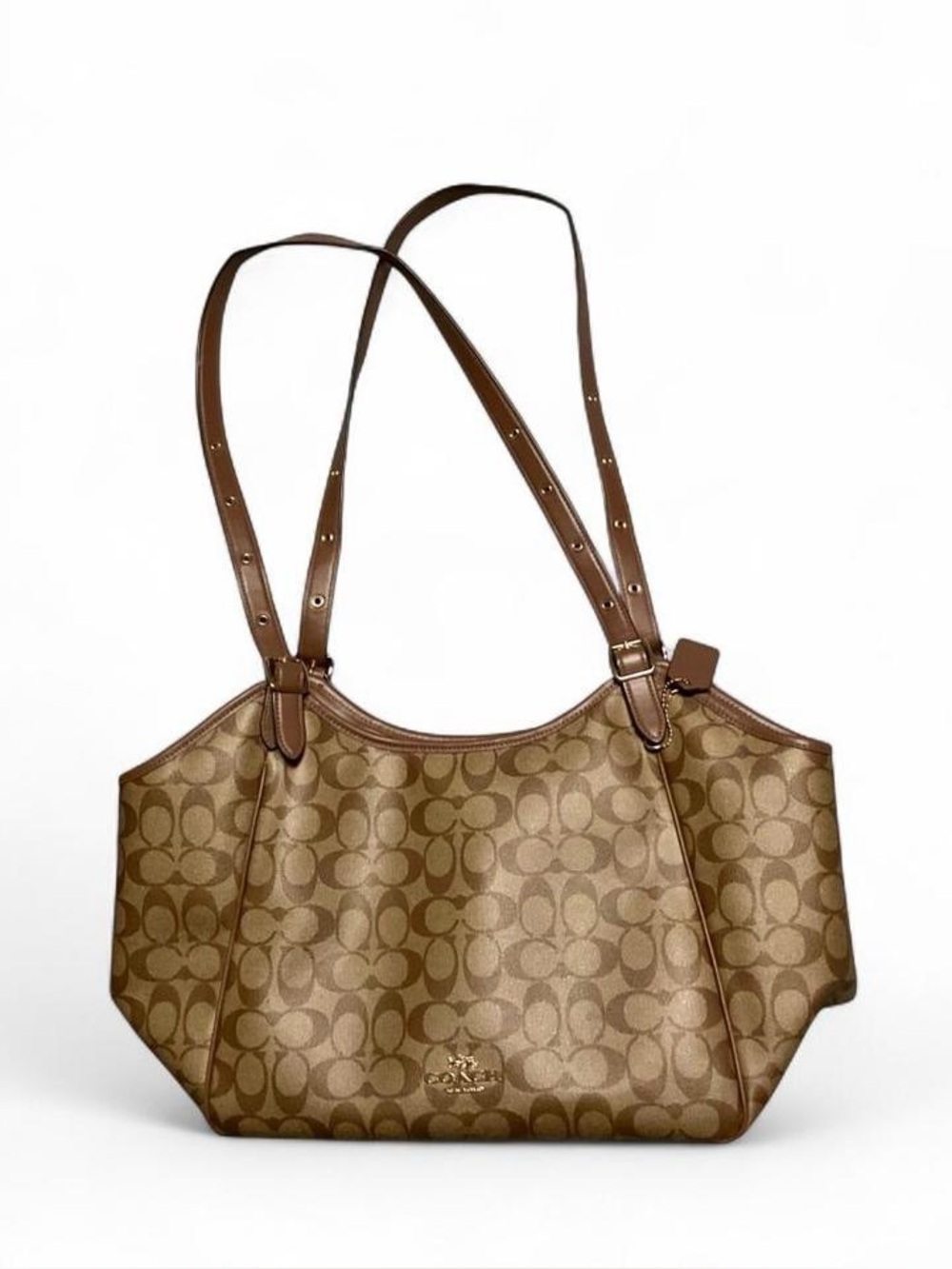 Coach Meadow Shoulder Bag | Khaki/Saddle Signature Canvas Tote